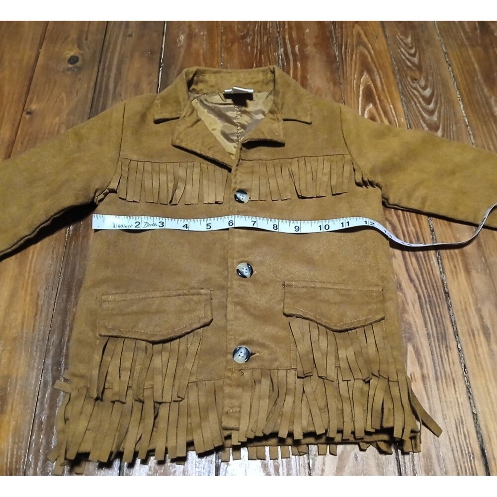 Little Maven by Tori Spelling Kids Faux Suede Fringe  Brown Jacket 5Y - Picture 9 of 10